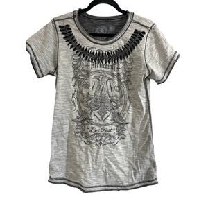 AFFLICTION Vintage Wash Y2K Gothic Grunge Cut Out Live Fast Biker Embellished M